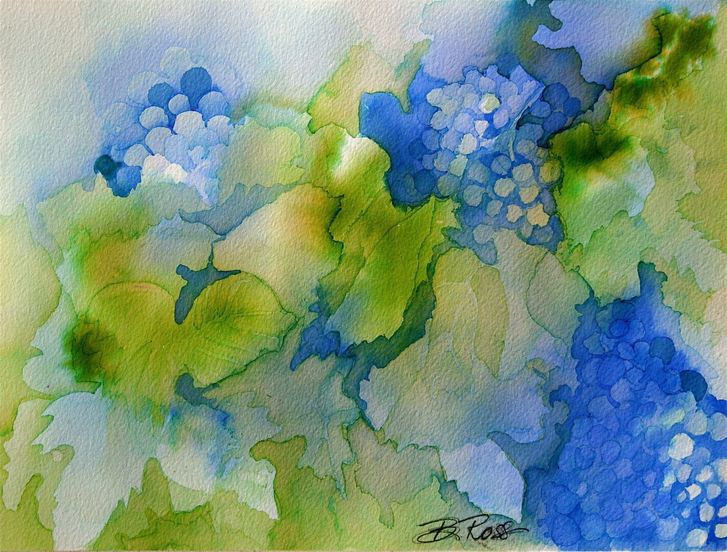 blue green artwork flowers abstract
