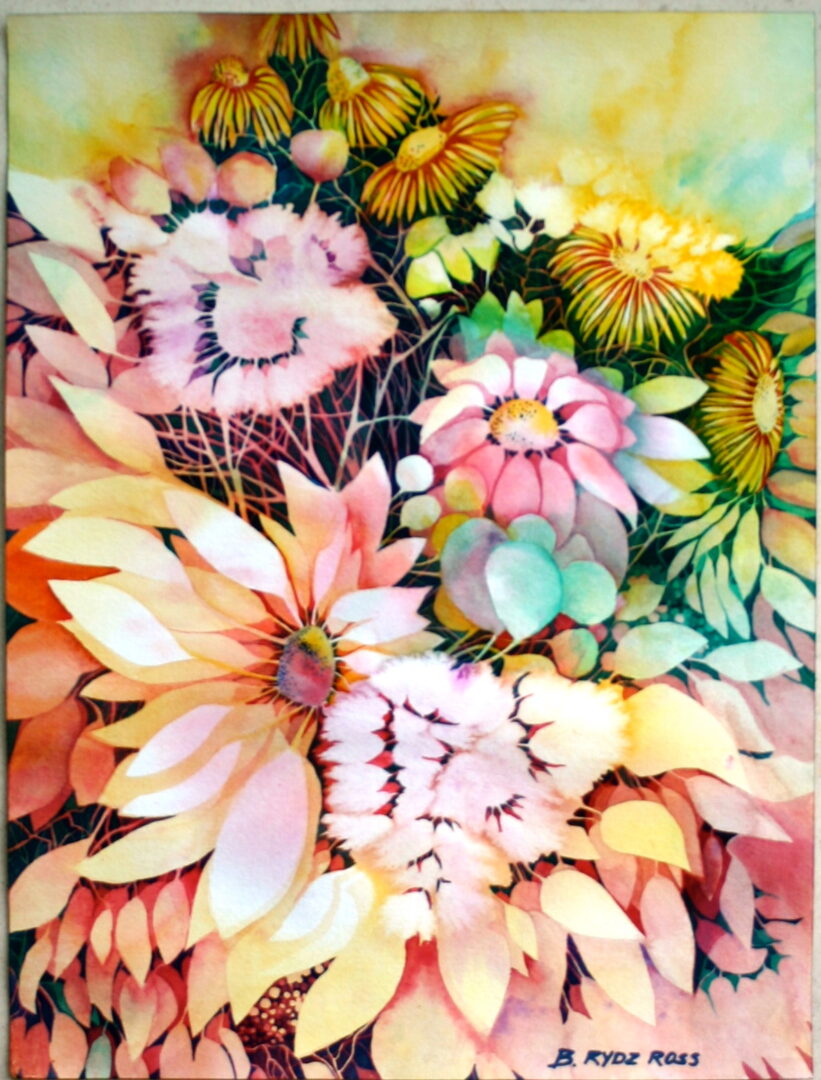 multicolored abstract painting flowers